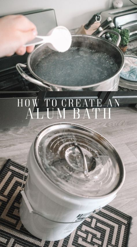 Alum baths are a must for almost all natural dye. I break down how I create my alum baths for you here so you can start dyeing too. Eco Dyeing Fabric, Tinta Natural, Fabric Dyeing Techniques, Diy Dye, Textile Dyeing, Natural Dye Fabric, Dye Techniques, Eco Dyeing, Botanical Dye