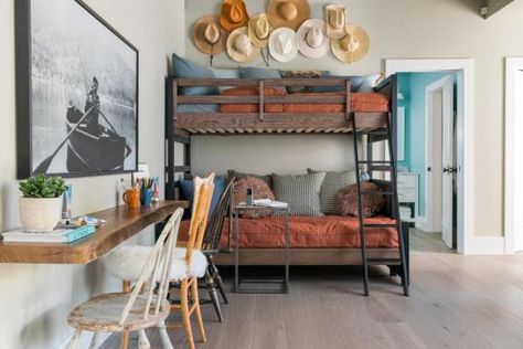 HGTV Dream Home 2019 Bunk Bed Room, Adult Bunk Beds, Home Decor Ideas Bedroom, Hgtv Dream Homes, Queen Bunk Beds, Modern Bunk Beds, Twin Over Full Bunk Bed, Built In Bunks, Bunk Rooms