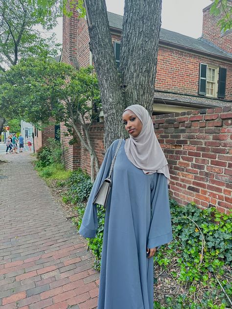 Blue Eid Outfit, Grey Abaya Outfit, Blue Hijabi Outfits, Eid Outfits Somali, Blue Abaya Outfit, Eid Abaya, Hijabi Eid Outfits, Blue Hijab Outfit, Grey Hijab