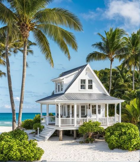 Beach House Flooring, Tiny Beach House, Garage Guest House, Wraparound Porch, Small Castles, Small Cottage Homes, Small Cottages, Beach House Plans, Nature Home