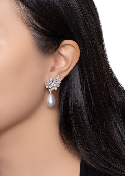 An Exquisite Pair of Natural Pearl and Diamond Earclips | Magnificent Jewels | 2024 | Sotheby's Diamond And Pearl Earrings, Diamond Pearl Earrings, Harry Winston Diamond, Magnificent Jewels, Pearl Cufflinks, Mabe Pearl, Silver Jewelry Design, Pearl And Diamond Earrings, Natural Pearl