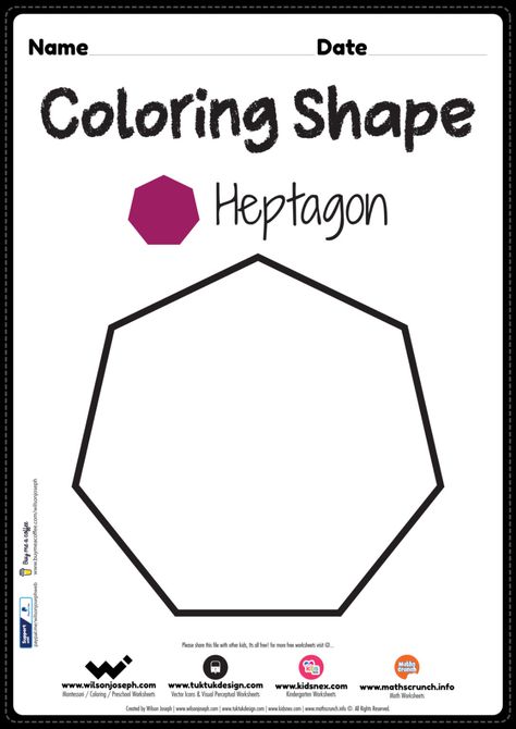 Heptagon coloring page for preschool kindergarten kids | Heptagon Shape, Daycare Curriculum, Shape Worksheets For Preschool, Worksheets For Preschoolers, Shape Activities Preschool, Kindergarten Worksheets Free Printables, Printable Shapes, Star Coloring Pages, Preschool Math Worksheets