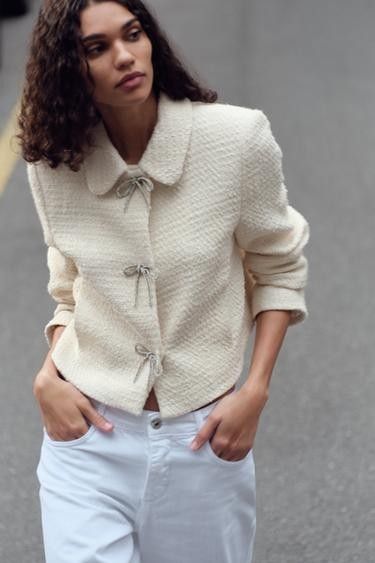 Zara Tweed Jacket, White Jacket Outfit, Textured Jacket, Boucle Jacket, Cargo Shirts, Jeans Cargo, Cardigan Sweater Dress, Leather Shirt, Jeans Rock