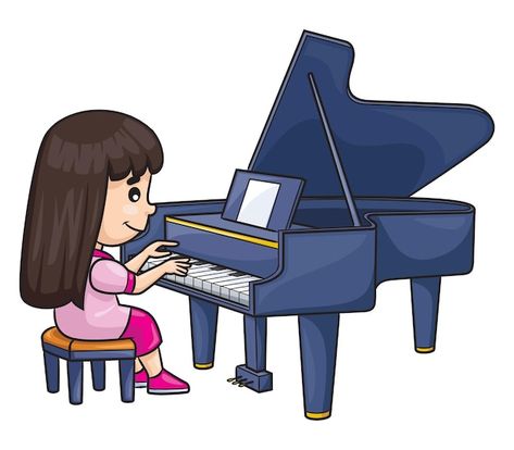 Vector cartoon girl playing the piano | Premium Vector #Freepik #vector #play-piano #pianist #kids-music #playing-piano Piano Pictures, Premium Vector Cartoon, Play The Piano, Playing The Piano, Music Playing, Play Piano, Kids Music, Playing Piano, Vector Cartoon