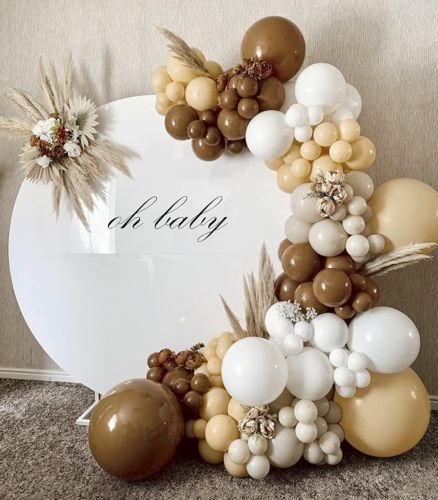 Brown Balloon Arch Kit, RATSAW 129 Pack Neutral Balloon Arch, 5/10/18 Inch Brown 691196611080 | eBay Neutral Theme Party, Neutral Balloon Arch, Balloon Flower Arch, Brown Balloon Garland, Boho Balloon Garland, Fall Balloons, Shower Balloon Arch, Boho Party Ideas, Balloon Garland Ideas