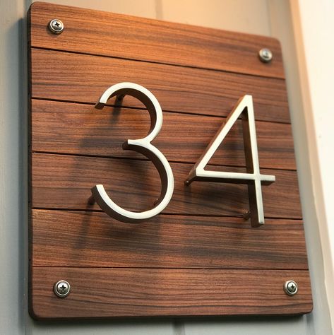 17 Likes, 3 Comments - Christopher Stephenson  (@christopherandcowoodcraft) on Instagram: “House number completed with Rosewood planks. Beautiful color and rustic meets modern feel” Creative House Number Ideas, House Numbers Ideas Outdoor, House Numbers Ideas, House Number Design, House Number Ideas Outdoor, House Number Ideas, Rustic House Numbers, House Numbers Modern, Rustic Meets Modern