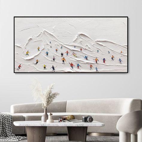 Skiing Painting, Mountain Skiing, Skiing Art, Ski Lodge Decor, Sports Painting, Ski Sport, Sport Art, Lodge Decor, Snow Mountain