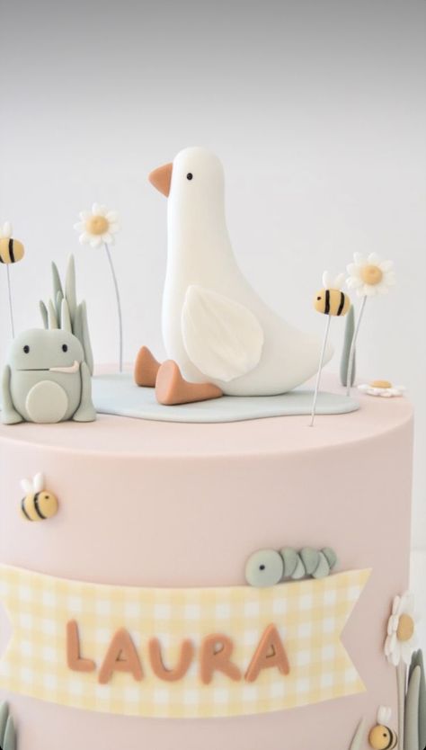 Duckling Cake Ideas, Goose Cake Topper, Duck Duck Goose Birthday Party, One Silly Goose Birthday Cake, Silly Goose Cake, Duck Cakes Birthday, Goose Birthday Cake, Goose Cake, Rubber Duck Cake