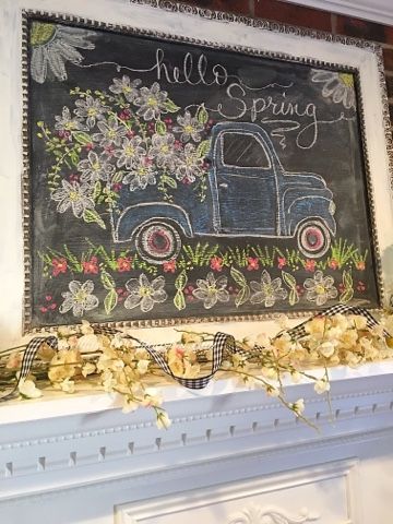 Spring Chalkboard Art, Spring Chalkboard, Chalkboard Doodles, Blackboard Art, Chalk Crafts, Chalk Sign, Chalkboard Drawings, Chalkboard Decor, Chalkboard Lettering