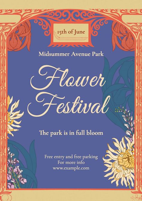 Flower festival poster template, editable text and design | premium image by rawpixel.com / Adjima Flower Festival Poster, Ornament Illustration, Flower Festival, Festival Poster, Collage Artwork, Awesome Designs, Aesthetic Things, Festival Posters, Event Poster