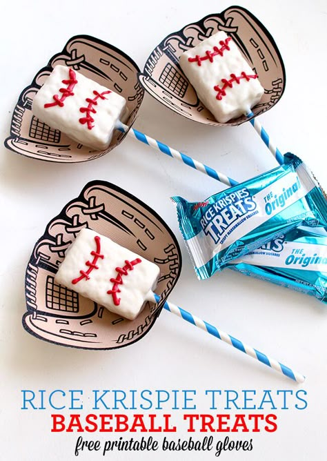 Baseball Treats, Baseball Snacks, Printable Baseball, Baseball Theme Birthday, Team Snacks, Baseball Crafts, Baseball Theme Party, Baseball Birthday Party, Krispies Treats