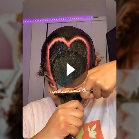 Heart Side Part Ponytail, Heart Slick Back Ponytail, Hairstyles To Do With Your Natural Hair, Heart Swoop Hairstyle, How To Do A Heart Part In Hair, Heart Slick Back, Hair Styles Heart, Heart Side Part, Easy Hairstyles Natural Hair