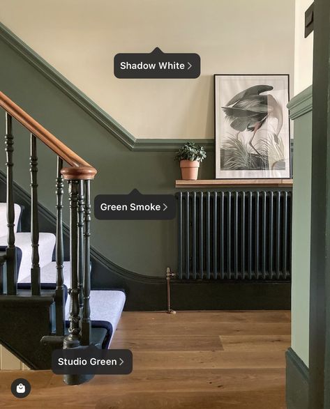 Hallway Stairs Ideas Interior Design, Green Hallway Ideas Entrance Halls, Hall Ways Ideas Entrance, Narrow Staircase Ideas, Stairs And Hallway Ideas, Entrance Hall Decor, Hallway Paint, Victorian Hallway, Hallway Colours