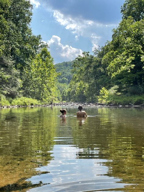 Swimming Outdoors, River Swimming, Swimming In Forest, Swimming Creek Aesthetic, Swimming Nature, Swimming In A River Aesthetic, Wild Swimming Scotland, Lake Swimming, Lake Bled Swimming