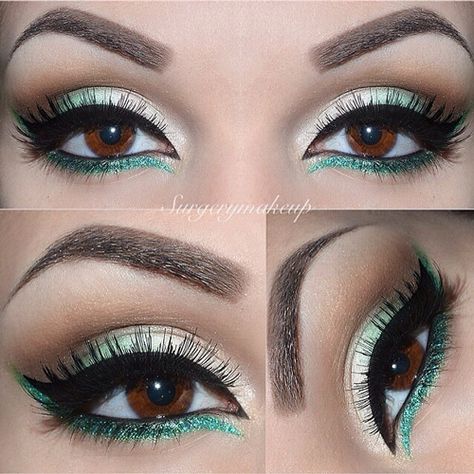 Super Bowl Makeup, Turquoise Eye Makeup, Makeup Verde, Gold Eyeliner, Hazel Eye Makeup, Cute Eye Makeup, House Of Lashes, Orange Lips, Make Up Inspiration