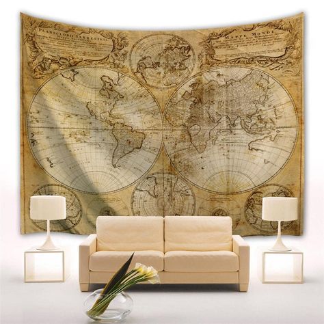 Multifaceted World Map 1746 3D Home Wall Hanging Tapestry for Decoration - World Map Tapestry, Map Tapestry, World Map Mural, Tapestry Curtains, Map Wall Mural, Fabric Wall Decor, Cheap Wall Tapestries, Antique World Map, Map Wallpaper