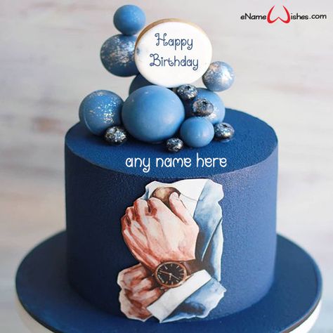 Gentleman Themed Birthday Cake with Name Editor Write Name On Birthday Cake, Cake Name Edit, Bolo Do Mickey Mouse, Name On Cake, Edible Print Cake, Free Birthday Wishes, Write Name On Cake, Birthday Cake Images, Birthday Cake Write Name