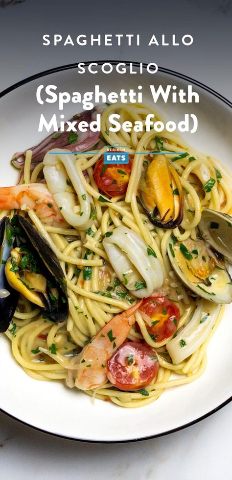 Embark on a culinary journey to the sun-drenched shores of Italy with Spaghetti allo Scoglio. This delightful seafood pasta dish captures the essence of coastal Italian cuisine, combining fresh mussels, clams, and shrimp with aromatic garlic and a hint of white wine. Perfect for seafood lovers and those dreaming of an Italian getaway, this recipe brings the vibrant flavors of the Mediterranean right to your table. Indulge in the taste of the sea and let each bite transport you to the charming coastal towns of Italy. Pasta With Seafood, Italian Seafood Pasta, Seafood Pasta Dishes, Mixed Seafood Recipe, Mixed Seafood, Spicy Seafood, Seafood Mix, Seafood Pasta Recipes, Egg Free Recipes