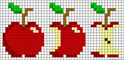 Apple Beads Pattern, Cross Stitch Apple Pattern, Apple Cross Stitch Pattern, Cross Stitch Apple, Apple Cross Stitch, Fruit Cross Stitch, Cross Stitch Fruit, Pony Bead Patterns, Cross Stitch Kitchen