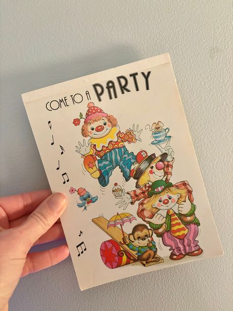 Vintage birthday invitation sheets Vintage Birthday Invitations, Vintage First Birthday, Birthday Party Invites, Bday Invitations, Cute Clown, Vintage Clown, Kids Birthday Party Invitations, Vintage Invitations, Party Invitations Kids