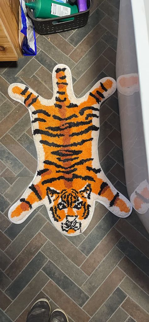 Amazon.com: Tiger Bath Mat for Bathroom, Cute Yellow Tiger Rug Animal Shaped Bathroom Rugs and Mat Non-Slip Shower Rugs Decor Carpet Playmat Absorbent Bathtub Rug Washable (22.5x34.5in) : Home & Kitchen Tiger Rug Bathroom, Aesthetic Bath Rug, Bathtub Rug, Tiger Bath Mat, Bathroom Cute, Aesthetic Bath, Tiger Rug, Pinterest Contest, Bathroom Aesthetic