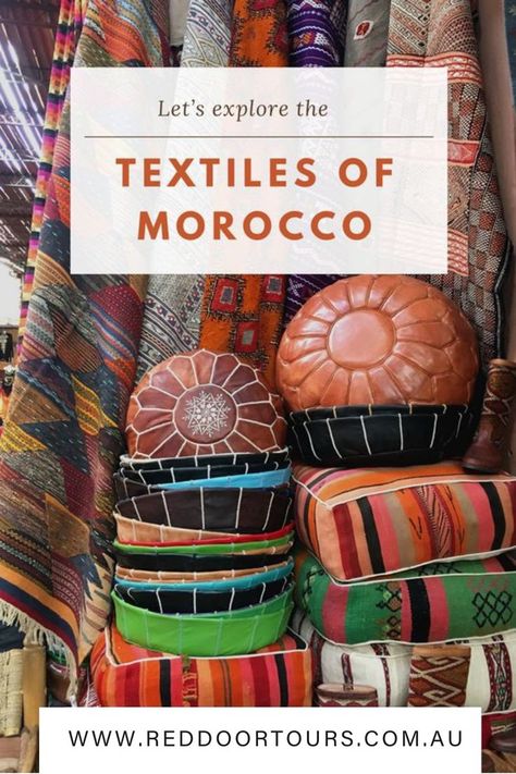 Morocco has a diverse range of textiles: rug making, weaving, embroidery, dyeing and more. Morocco Art, Weaving Embroidery, Moroccan Textiles, Moroccan Home Decor, Recycled Rugs, Moroccan Homes, Art Textiles, Clothing And Textile, Global Travel