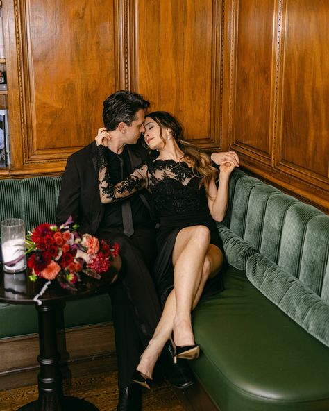 Love is in the air at the Wrigley Mansion! 🖤✨ This stunning couple rocked all-black outfits for their engagement session, bringing an elegant and modern vibe to this iconic bar lounge. The ambiance is as cool as their love, making for unforgettable moments. 🍸❤️ #EngagementSession #WrigleyMansion #AllBlackEverything #PhoenixWeddingPhotographer #AZWeddings #CoupleGoals #StylishEngagement #LoveInTheDesert #BarLoungeVibes #WeddingPhotography #PhoenixBride #CheersToLove Models @alvaandamor Venu... Couple Sitting On Couch, Couple Couch, Couch Photoshoot, Sitting On Couch, Black Outfits, Photoshoot Concept, All Black Everything, Modern Vibe, All Black Outfit