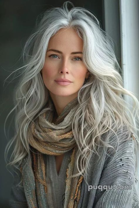 844fa00b46f4a6ba87c6ebc9d18a99c7.webp (683×1024) Long Silver Hair With Bangs, Long Silver Hair Styles For Women, Long Grey Hair With Bangs Over 50, Long Layered Curly Grey Hair, Long Layered Grey Hair With Bangs, Silver Fox Hair, Long Hair Older Women, 100 Hairstyles, Long Silver Hair