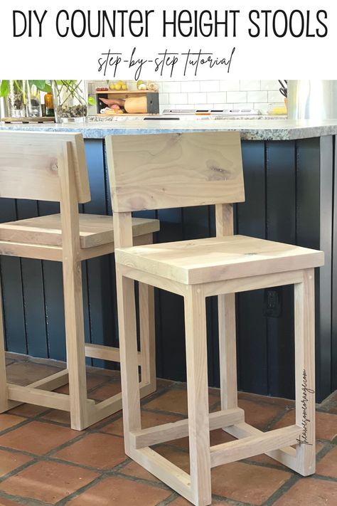 Diy Counter Height Chairs, Diy Stool With Back, Diy Tall Bar Stools, Diy Bar Height Chairs, Diy Table Chairs, Chair Building Plans, Diy Barstools With Back, Diy Wood Dining Chairs, Diy Wooden Bar Stools