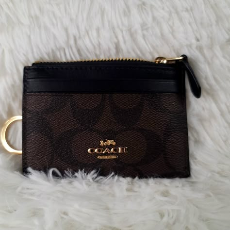 Small Black And Brown Wallet Has Zipper To Put Lose Change In. Has A Keychain. Has 2 Card Slots And An Id Slot. Never Used. New With Tags. No Wear Or Tear. Xoxo Jewelry, Coach Coin Purse, Future Wardrobe, Cute Wallets, Brown Wallet, Comfy Outfit, Girly Bags, Wear Or Tear, Luxury Purses