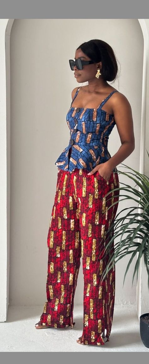 2 Piece African Outfit, Ankara Trouser And Top Styles For Women, Ankara Pyjamas Outfit, Palazzo Top Outfit, 2piece Outfits Ankara, Ankara Pallazo Pants Outfit Ideas, Two Piece Ankara Styles, Ankara Two Piece Outfit Pants, Pant And Top Outfit