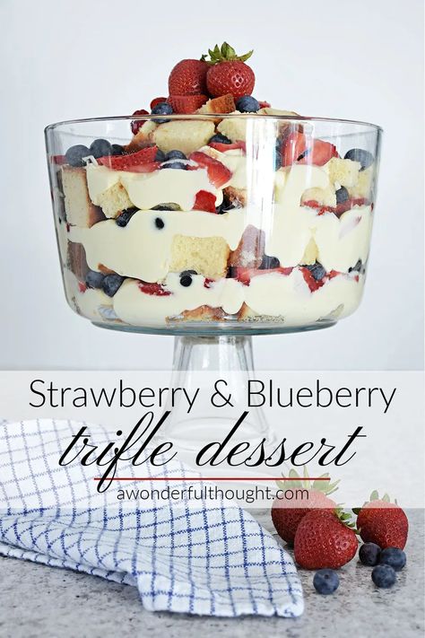 Summer Trifle Desserts, Summer Trifle, Blueberry Trifle, Trifle Bowl Recipes, Trifle Dessert Recipes, Fruit Trifle, Strawberry Trifle, Berry Trifle, Trifle Desserts