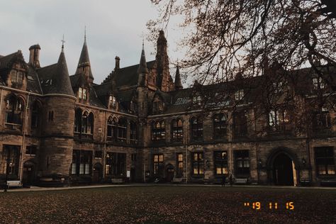 Glasgow Scotland University, Scotland University Aesthetic, Dark University Aesthetic, University Of Glasgow Aesthetic, Glasgow University Aesthetic, Old University Aesthetic, Scotland University, Scotland Autumn, Aesthetic University