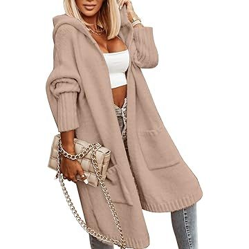 Amazon.com Shopping Cart Effortless Style Fall, Twin Set Sweater, Trendy Cardigans, Long Cardigans, Loose Pullover Sweater, Women Long Cardigan, Hooded Cardigan Sweater, Gilet Long, Knit Outerwear