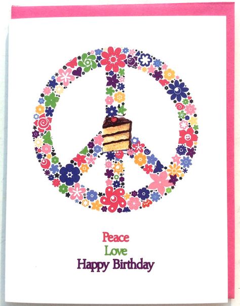 Happy Birthday Hippie, Peace Sign Birthday, Happy Birthday Wishes Sister, Happy Birthday Board, Happy Birthday 18th, Birthday Postcard, Hippie Birthday, Happy Birthdays, Happy Birthday Greetings Friends