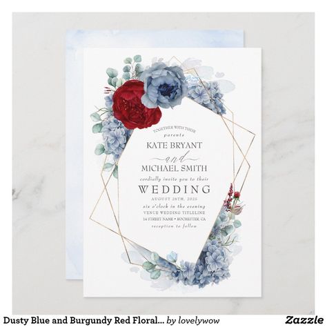 Blue And Burgundy Wedding Invitations, Dusty Blue And Burgundy Wedding, Blue And Burgundy Wedding, Dusty Rose Wedding Invitations, Wedding Invitations Minted, Floral Birthday Party Invitations, Dusty Blue Wedding Invitations, Wedding Invitations Uk, Floral Birthday Party