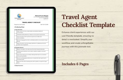 Travel Agent Checklist Template Self Evaluation, Checklist Travel, Evaluation Form, Checklist Template, Client Experience, Google Docs, Travel Agent, Travel Agency, Travel