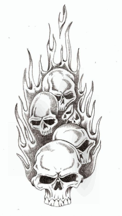 Skull Flames by TheLob Flames Tattoo, Flame Tattoo, Evil Skull Tattoo, Skull Art Tattoo, Skull Stencil, Tattoo Filler, Skull Sleeve Tattoos, Skull Fire, Skull Coloring Pages