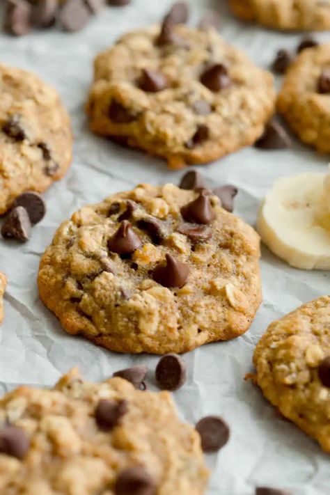 Banana Oatmeal Chocolate Chip Cookies | Greens & Chocolate Banana Oatmeal Chocolate Chip Cookies, Banana Oatmeal Chocolate Chip, Oatmeal Cookies Recipes Easy, Oat Chocolate Chip Cookies, Oatmeal Cookies Easy, Banana Chocolate Chip Cookies, Oatmeal Banana, Banana Oatmeal Cookies, Easy Oatmeal