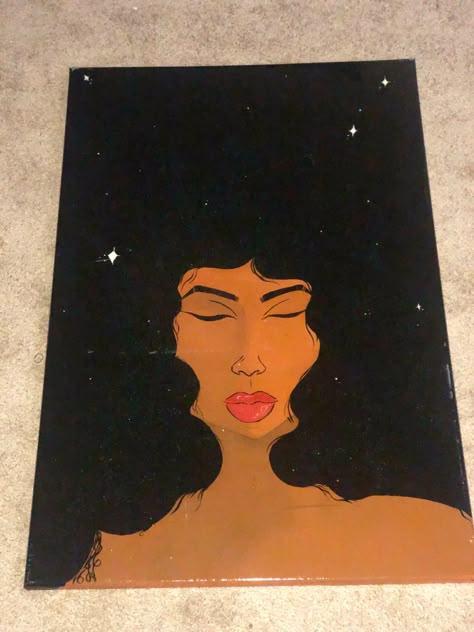 Resined art piece that we found at the dumpster. Portrait Easy Painting, Painting Ideas On Canvas Black Women, Salon Designs, Sunset Canvas Painting, Drawing Designs, Butter Steak, Black Woman Art, Sketching Ideas, Trippy Painting