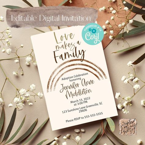 Adoption Shower Invitations, Adoption Invitations, Adoption Baby Shower, Love Makes A Family, Family Adoption, Adoption Signs, Adoption Shower, Adoption Party, Baby Reveal Party