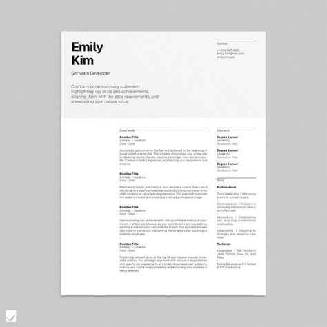 simple resume Blank Resume Template, Finance Resume, Minimal Resume Design, Modern Cv Design, Simple Resume Design, Minimal Cv, Professional Cv Design, Professional Resume Format, Simple Cv Template