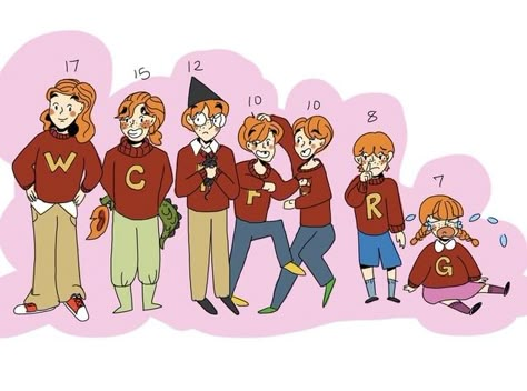 Weasley Siblings, Bill Weasley, Percy Weasley, Weasley Family, Harry Potter Severus, Harry Potter Artwork, Harry Potter Comics, Weasley Twins, Harry Potter Drawings