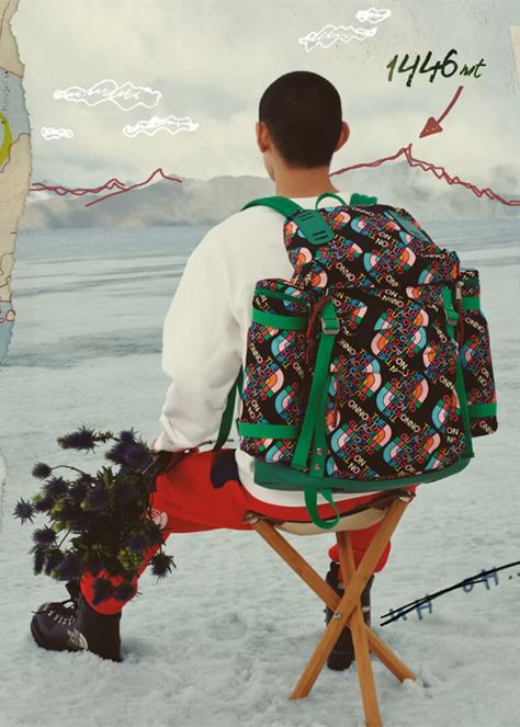 The third chapter of The North Face x Gucci collection explores the spirit of adventure, drawing from the values that define both brands. - Gucci Stories Adventure Drawing, North Face X Gucci, Gucci Collection, Fashion Campaign, Given Name, Guccio Gucci, Adventure Gear, Visual Poetry, Alessandro Michele