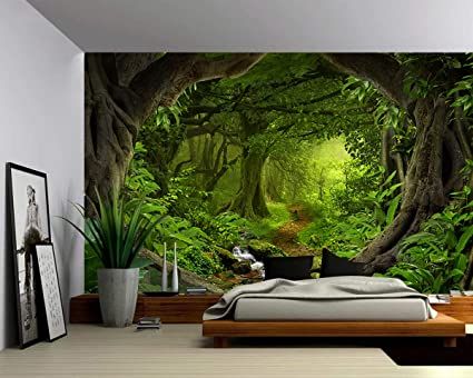 Landscape Wall Mural, Large Wall Murals, Forest Mural, Forest Wall Mural, Floor Wallpaper, Fabric Wall Decals, Floor Art, Forest Wallpaper, Wallpaper Living Room