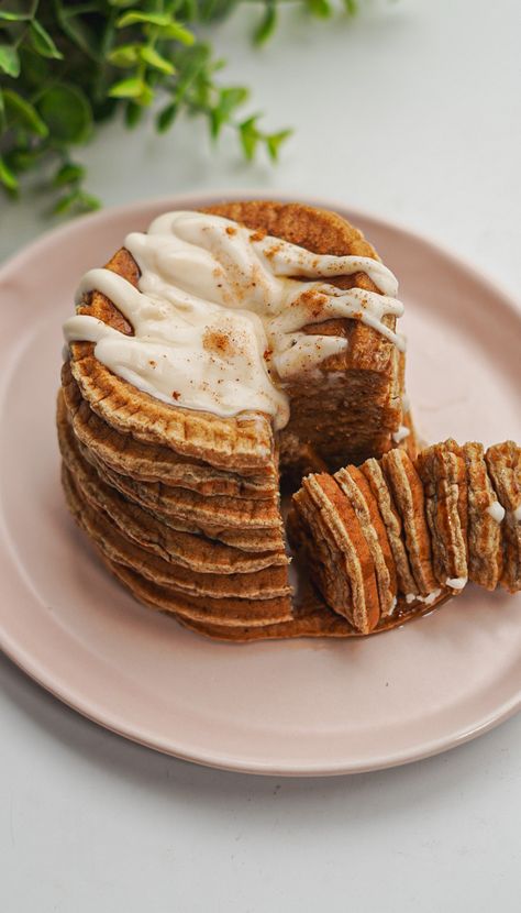 Cinnamon Roll Malted Pancakes Malted Pancake Recipe, Best Homemade Pancakes, Chocolate Malt, Homemade Pancakes, Holiday Foods, Pancakes And Waffles, Pancake Recipe, Cinnamon Roll, Cinnamon Rolls