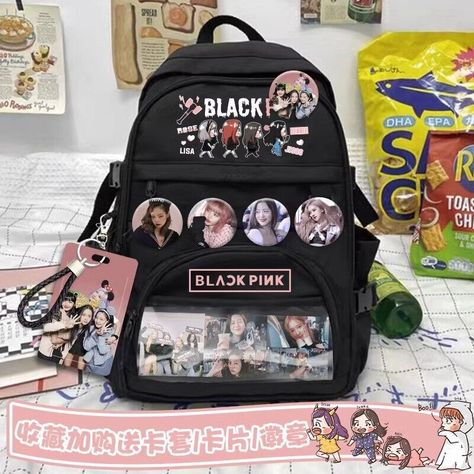 Blackpink School Bag, Black Pink Room, Mochila Kpop, Bts Bag, Cute School Bags, Black Pink Background, Backpack Material, Student Bag, Satchel Handbag