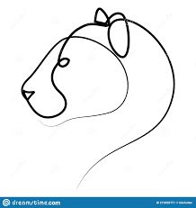 Puma, Lioness, Jaguar Head Line Art Drawing. Continuous One Line Drawing Silhouette Stock Vector - Illustration of line, emblem: 272056771 Cheetah Line Drawing, Head Line Art, Drawing Silhouette, Jaguar Head, Line Art Drawing, Logo Identity, One Line Drawing, Tattoo Illustration, Face Tattoo