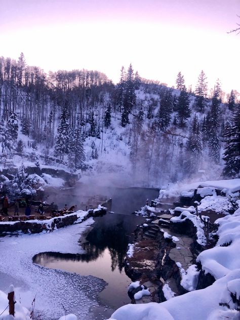 natural hot springs sunset Winter Hot Springs, Steamboat Colorado, Hiking Girl, Ski Aesthetic, Natural Hot Springs, Vision Board Planner, Steamboat Springs Colorado, Colorado Living, Colorado Winter