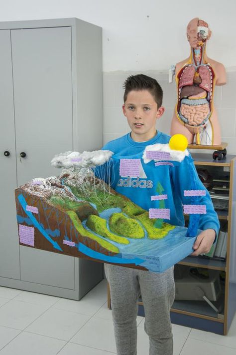 Project For Geography, Water Cycle 3d Project, Water Cycle Project, Earth Science Projects, Social Science Project, Geography Project, School Science Projects, Science Models, Biology Projects